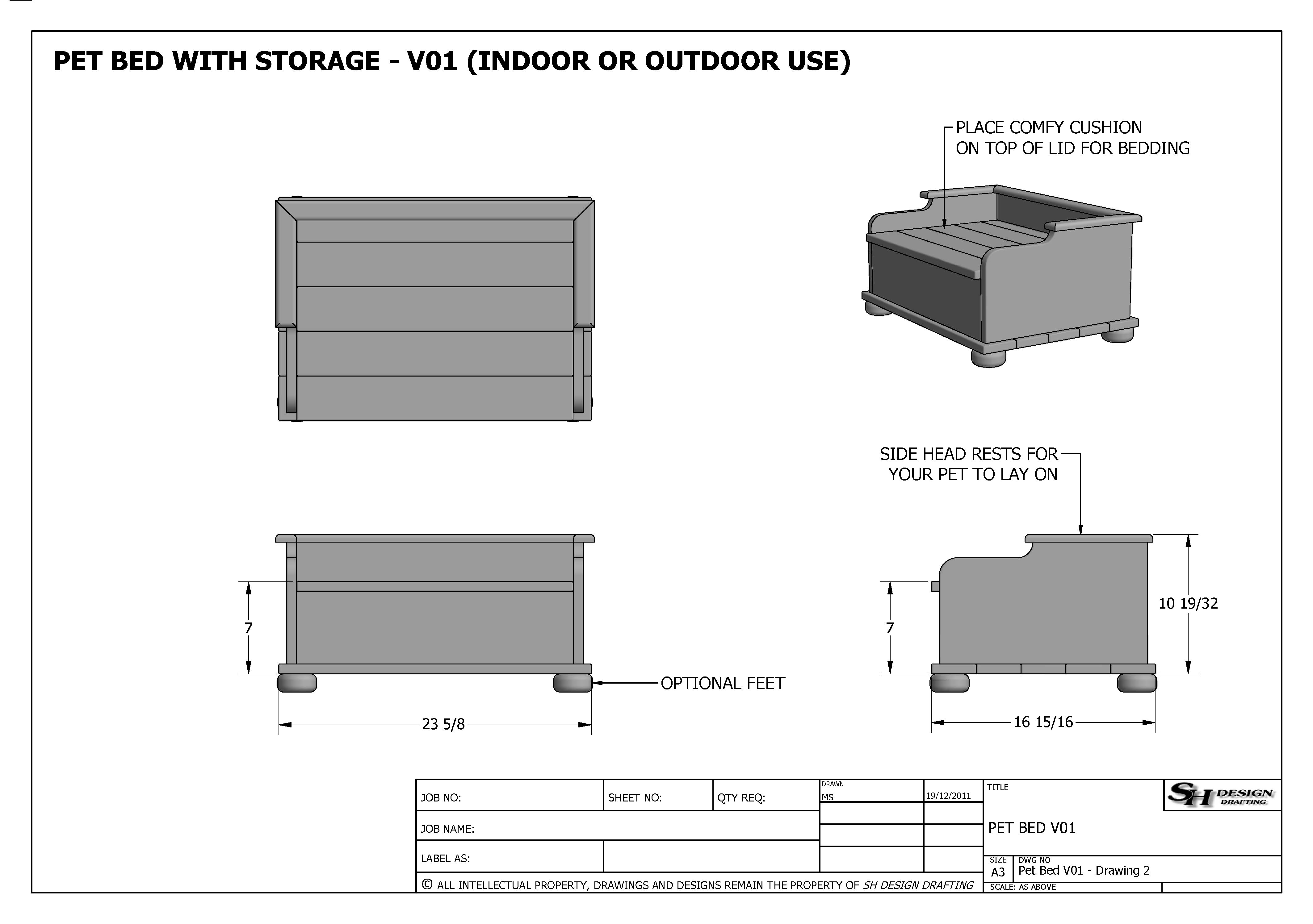(BUILDING PLANS) FOR DOG & CAT PET BEDS 3 SIZES Build Your Own